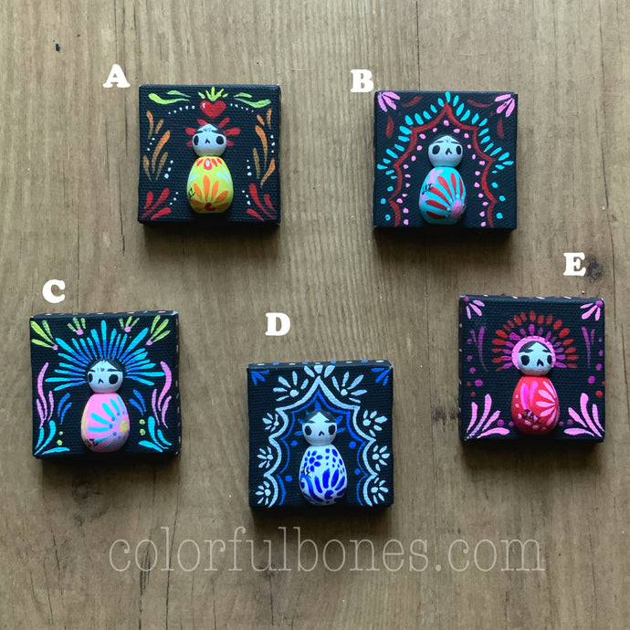 Mini Canvas Calaverita ornaments