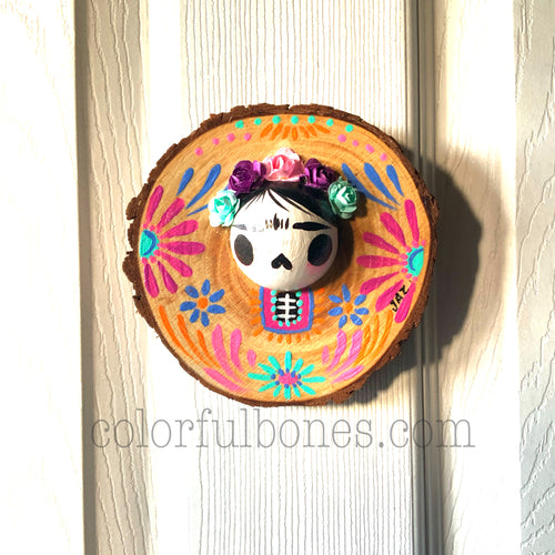 Circle Wood Calaverita ornaments