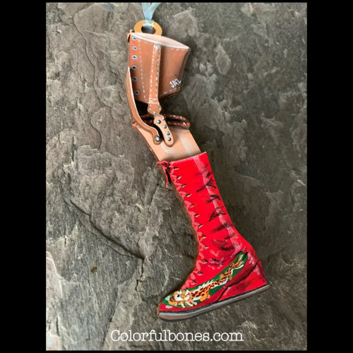 Frida’s Prosthetic Leg  hand painted wood ornament