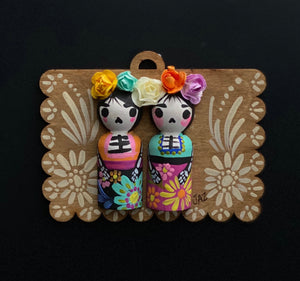 Half doll hand painted wood ornaments