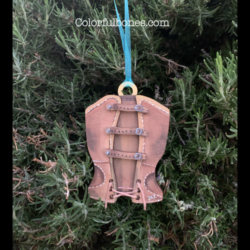 Frida’s Leather Corset hand painted wood ornament