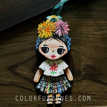 Load image into Gallery viewer, Guatemalan Doll hand painted wood ornament