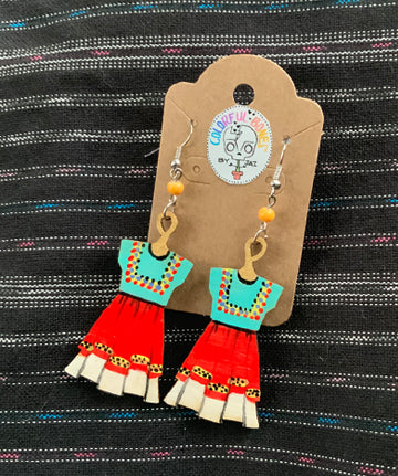 Hand Painted Frida Dress Earrings