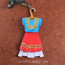 Load image into Gallery viewer, Frida&#39;s Dress hand painted wood ornament