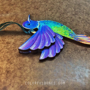 Thorn Colibrí hand painted wood ornament