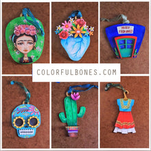 Load image into Gallery viewer, Cactus Love hand painted wood ornament