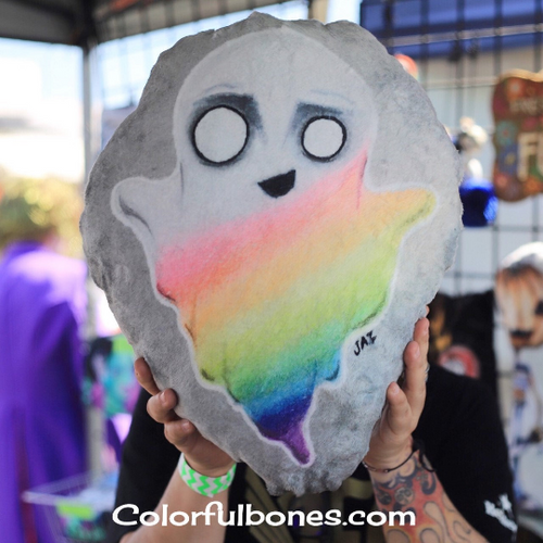 Rainbow Ghost Pillow